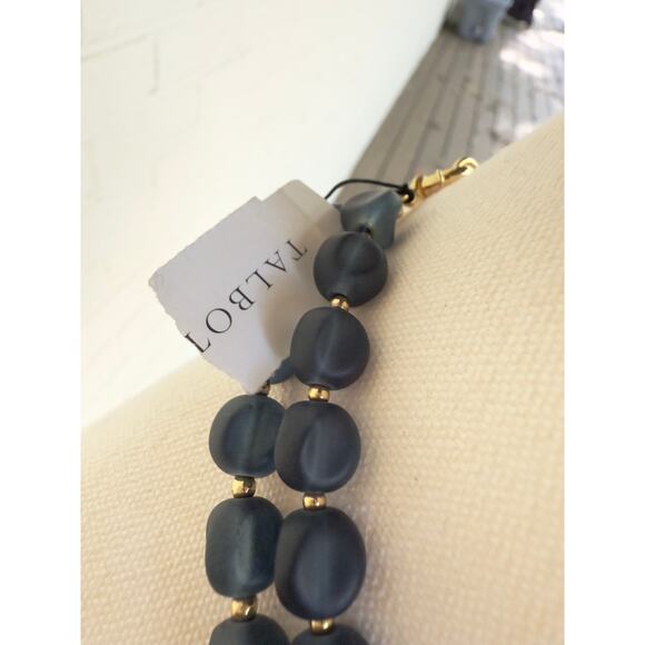 Talbots Navy Bead Faux Pearl Double Strand Statement Necklace Elegant Jewelry - Picture 3 of 8